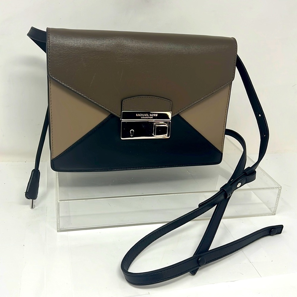 Michael Kors Collection Gia Medium Tricolor Crossbody Bag, Elephant